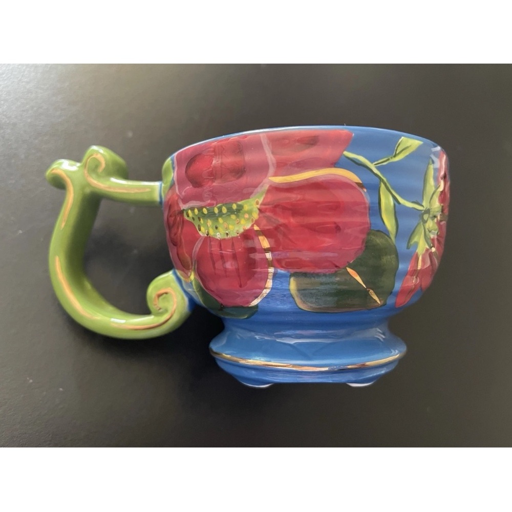 PRETTY TRACY PORTER HAND PAINTED COLORFUL FLORAL TEA CUP/COFFEE MUG - PRISTINE!